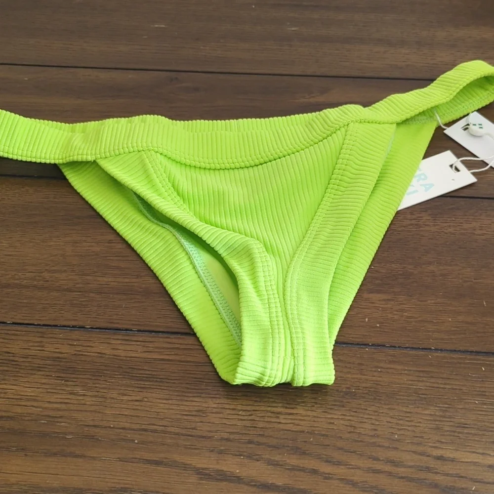 Frankie's Cole Ribbed Bikini Bottom Slime Green L